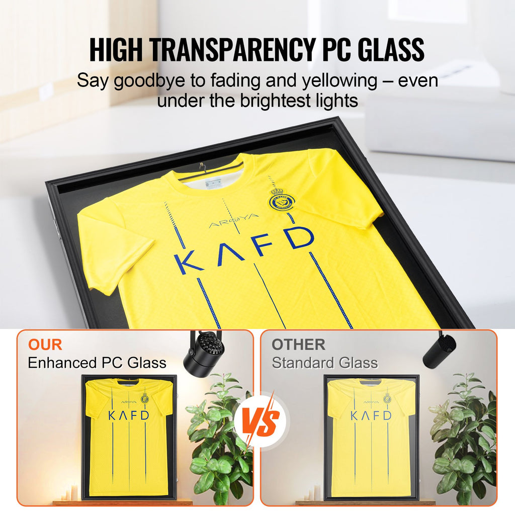Xeno Jersey Display Case Frame – Large Lockable Shadow Box for Sports Memorabilia