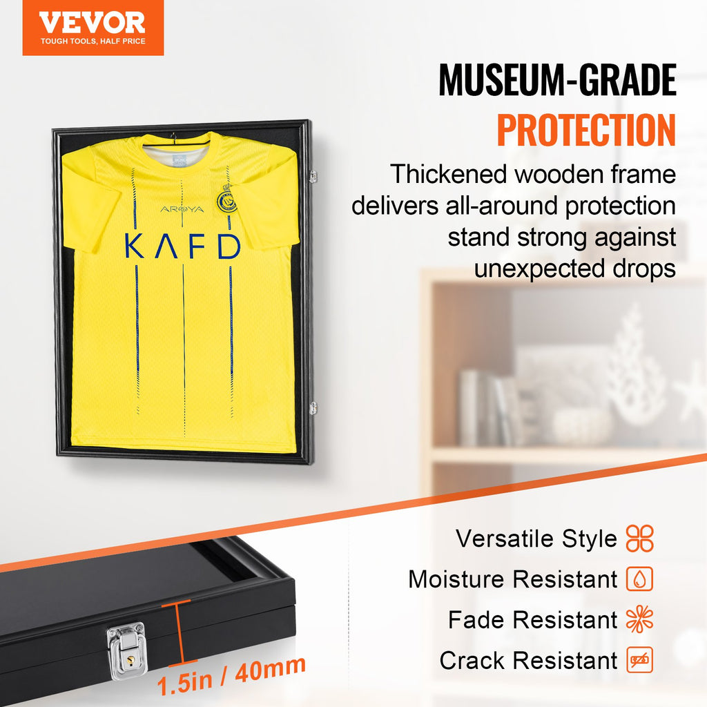 Xeno Jersey Display Case Frame – Large Lockable Shadow Box for Sports Memorabilia