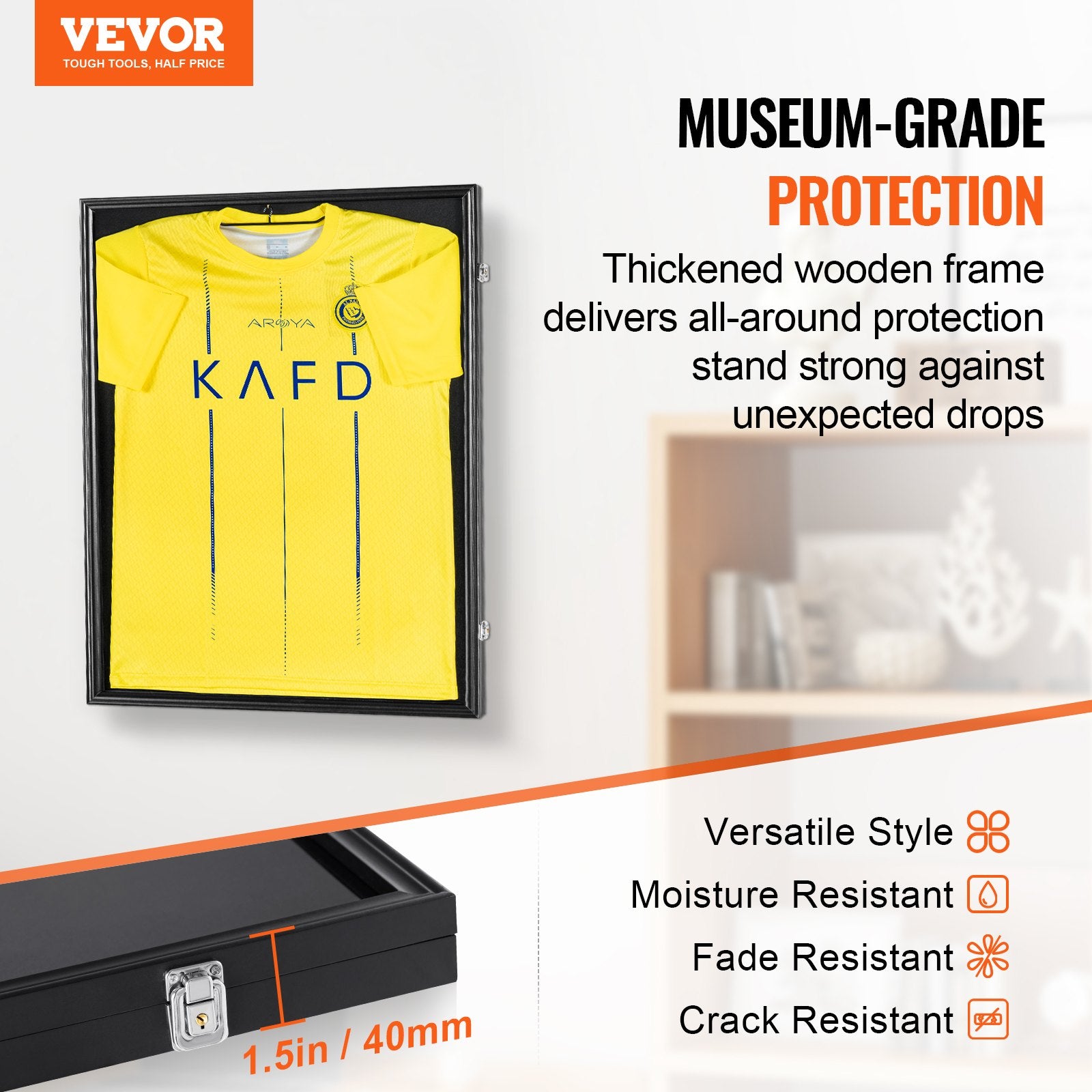 Xeno Jersey Display Case Frame – Large Lockable Shadow Box for Sports Memorabilia