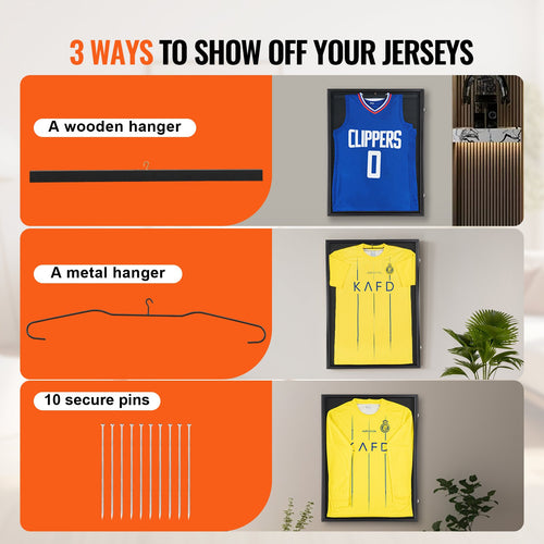 Xeno Jersey Display Case Frame – Large Lockable Shadow Box for Sports Memorabilia